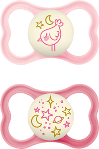 Supreme Night Siliconen Fopspeen, roze, 6-16 maanden, 2 stuks