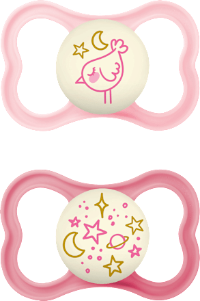 Supreme Night Siliconen Fopspeen, Roze, vanaf 16 maanden, 2 stuks