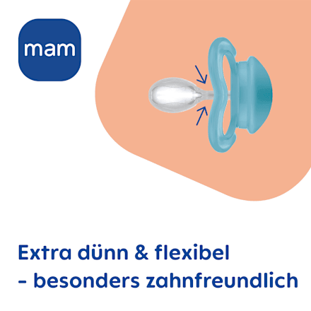 Schnuller Supreme Silikon, blau, 6-16 Monate, 2 St mam