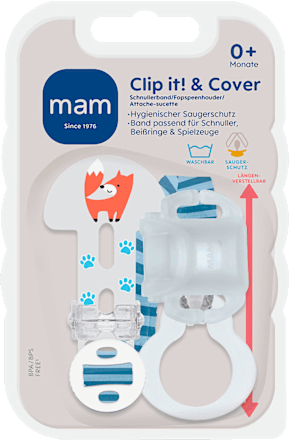 Schnullerband Clip it! & Cover blau, 1 St