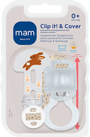 Schnullerband Clip it! & Cover creme, 1 St