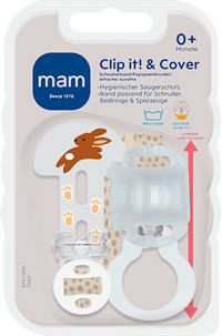 Schnullerband Clip it! & Cover creme, 1 St