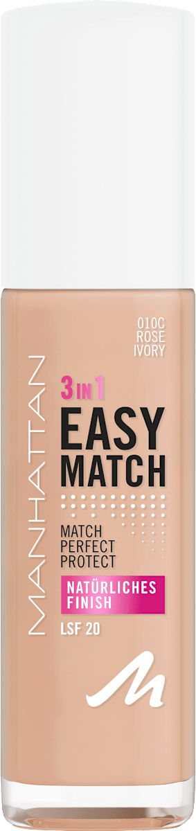 MANHATTAN Cosmetics Easy Match Foundation, 010C Rose Ivory, 30 ml