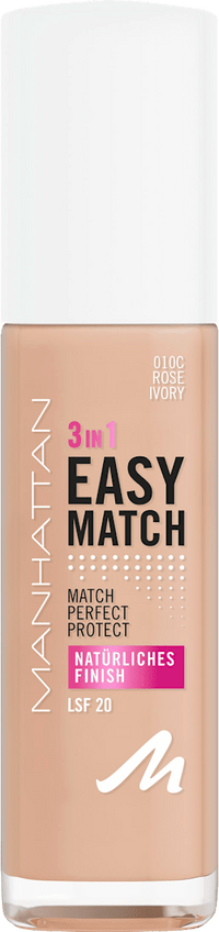 MANHATTAN Cosmetics Easy Match Foundation, 010C Rose Ivory, 30 ml