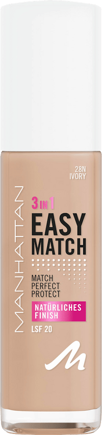 MANHATTAN Cosmetics Easy Match Foundation, 28N Ivory, 30 ml