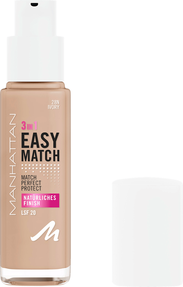 MANHATTAN Cosmetics Easy Match Foundation, 28N Ivory, 30 ml