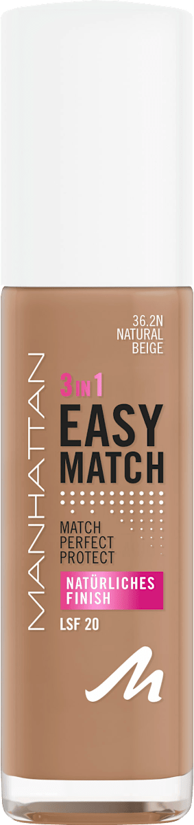 MANHATTAN Cosmetics Easy Match Foundation, 36.2N Natural Beige, 30 ml