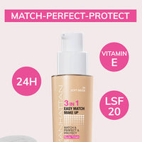 Foundation 3in1 Easy Match Soft Beige 34, SPF 20, 30 ml