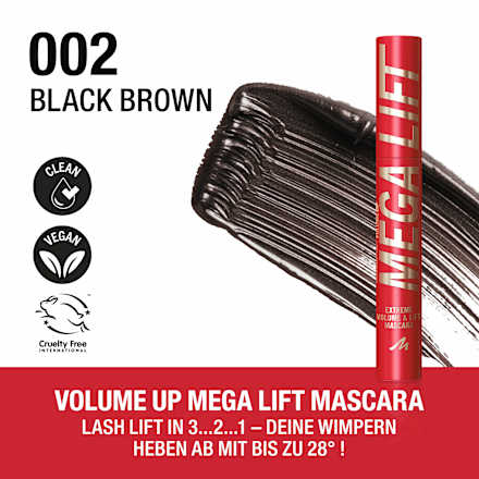 Mascara Volume Up Mega Lift 002 Black Brown, 10 ml