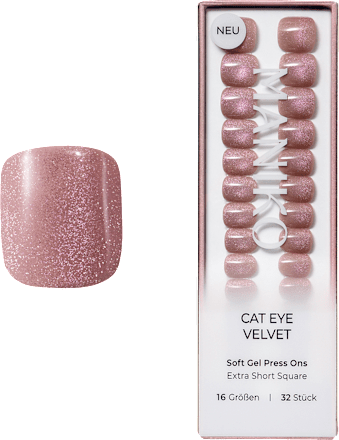 Künstliche Nägel Soft Gel Press Ons Cat Eye Velvet Extra Short Square, 32 St