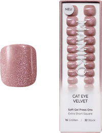 Künstliche Nägel Soft Gel Press Ons Cat Eye Velvet Extra Short Square, 32 St
