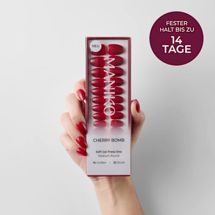 Künstliche Nägel Soft Gel Press Ons Cherry Bomb Medium Round, 32 St