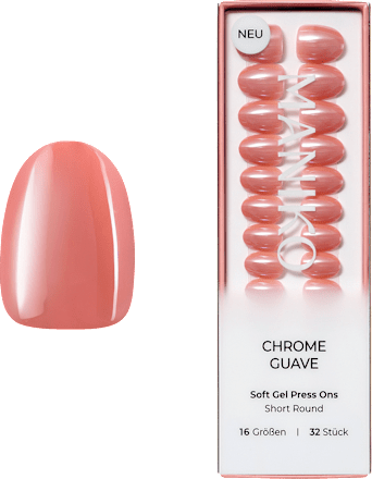 Künstliche Nägel Soft Gel Press Ons Chrome Guave Short Round, 32 St