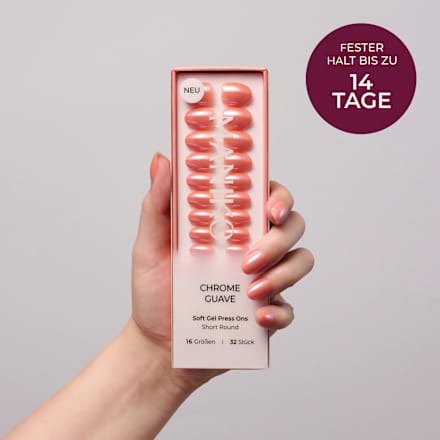 Künstliche Nägel Soft Gel Press Ons Chrome Guave Short Round, 32 St