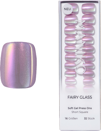 Künstliche Nägel Soft Gel Press Ons Fairy Glass Short Square, 32 St
