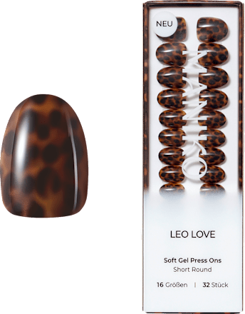 Künstliche Nägel Soft Gel Press Ons Leo Love Short Round, 32 St