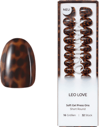 Künstliche Nägel Soft Gel Press Ons Leo Love Short Round, 32 St