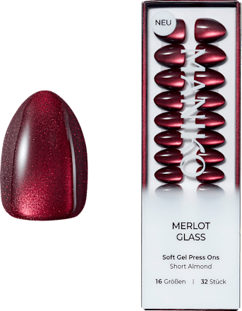 Künstliche Nägel Soft Gel Press Ons Merlot Glass Short Almond, 32 St