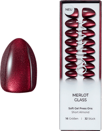 Künstliche Nägel Soft Gel Press Ons Merlot Glass Short Almond, 32 St