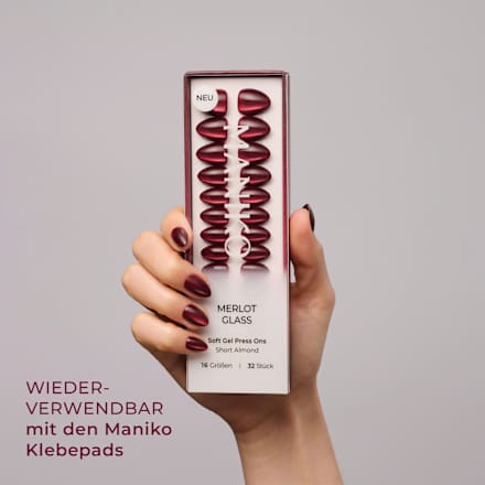 Künstliche Nägel Soft Gel Press Ons Merlot Glass Short Almond, 32 St