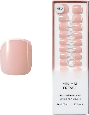 Künstliche Nägel Soft Gel Press Ons Minimal French Extra Short Square, 32 St