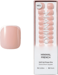 Künstliche Nägel Soft Gel Press Ons Minimal French Extra Short Square, 32 St