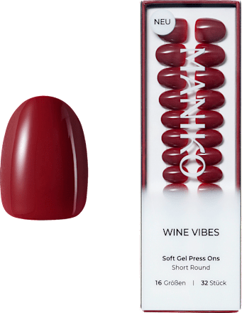 Künstliche Nägel Soft Gel Press Ons Wine Vibes Short Round, 32 St