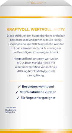 Manuka Honig Hustenbonbons Ingwer & Zitronen-Geschmack, 100 g