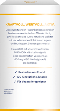 Manuka Honig Hustenbonbons Ingwer & Zitronen-Geschmack, 100 g