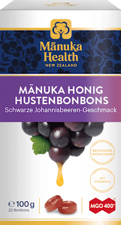 Manuka Honig Hustenbonbons Schwarze Johannisbeeren-Geschmack, 100 g