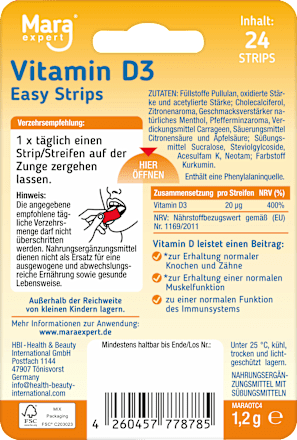 Easy Strips Vitamine D3 Tongstrips, 24 stuks