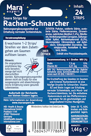 Snore Strips Rachen-Schnarcher Gaumen-Streifen, 24 St