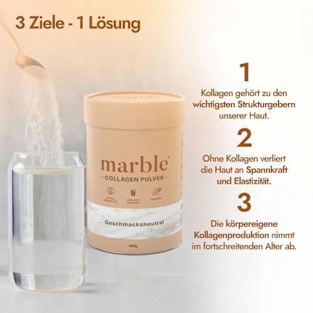 Kollagenpulver Geschmacksneutral, 450 g marble