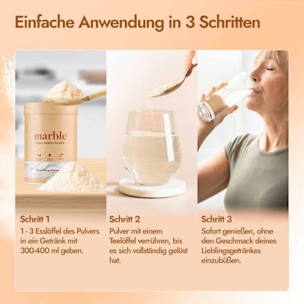 Kollagenpulver Geschmacksneutral, 450 g marble