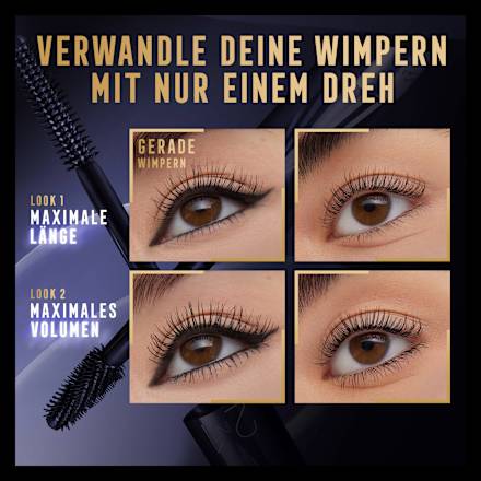 Mascara Masterpiece 2in1 Lash Wow 003 Midnight Black, 7 ml MAX FACTOR