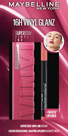 Lippenstift Set Super Stay Vinyl Ink 20 &  gratis Lipliner Color Sensational 50, 1 St