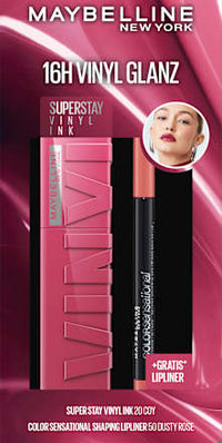 Lippenstift Set Super Stay Vinyl Ink 20 &  gratis Lipliner Color Sensational 50, 1 St