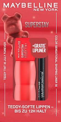 Lippenstift Super Stay Teddy Tint 35 July Forever & Gratis Lipliner Color Sensational 56 Almond Rose, 1 St MAYBELLINE NEW YORK