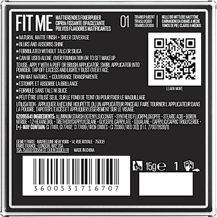 Loses Puder Fit Me Loose Setting 01 Translucent, 15 g