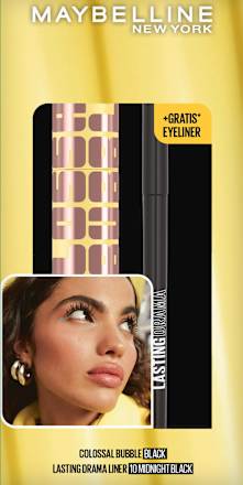 Mascara Set Colossal Bubble Very Black & gratis Eyeliner Lasting Drama Liner 10 Black, 1 St