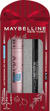MAYBELLINE NEW YORK Mascaraset Sky High Waterproof & gratis Kajal Expression 33 Black, 1 St