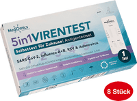 5-in-1 virustest zelftest SARS-CoV-2, Influenza A/B, RSV &amp; Adenovirus, 8 stuks