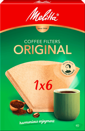 Originele 1x6 koffiefilterzakjes, naturel bruin, 40 stuks