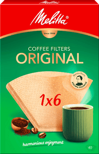 Originele 1x6 koffiefilterzakjes, naturel bruin, 40 stuks