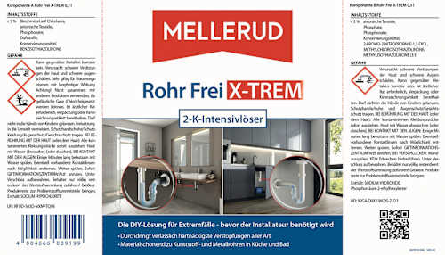Pijpreiniger Pipe Free X-trem 2-componenten intensief oplosmiddel (2 x 0,5 l), 1 l