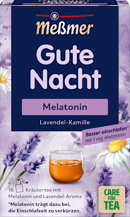 Meßmer Kräutertee, Gute Nacht mit Melatonin (16 Beutel), 32 g