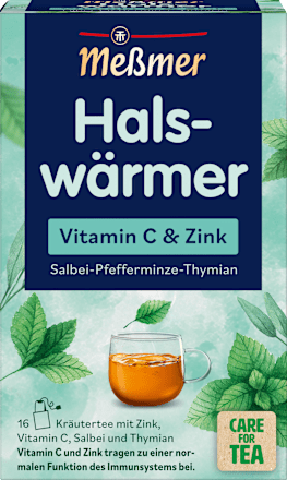 Kräutertee, Halswärmer mit Zink, Vitamin C, Salbei & Thymian (16 Beutel), 32 g