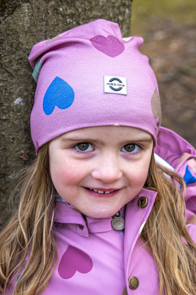 Mikk-Line Beanie mit Herz-Muster, rosa, Gr. 110/116, 1 St