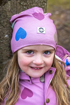 Beanie mit Herz-Muster, rosa, Gr. 122/128, 1 St