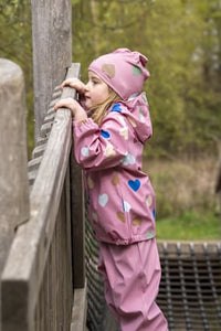 Beanie mit Herz-Muster, rosa, Gr. 122/128, 1 St